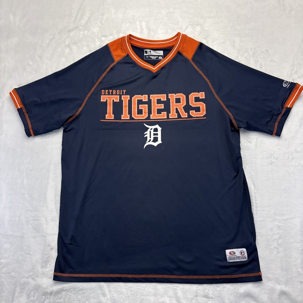 Y2K True Fan Detroit Tigers Jersey Mens L Navy Sportswear Vintage 2000s